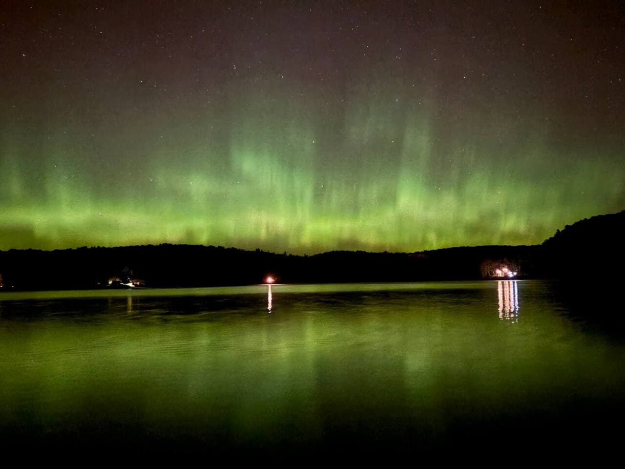 Every night is star gazing night at the lake house, with the Northern lights putting on a show.
