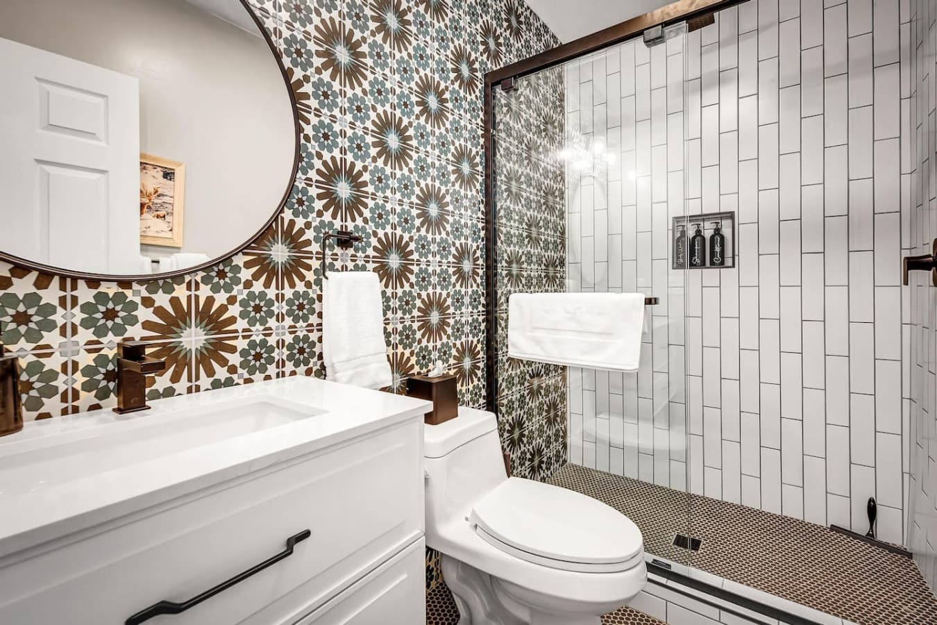Step into a sleek, modern bathroom with a walk-in shower and spa-like comfort. ✨