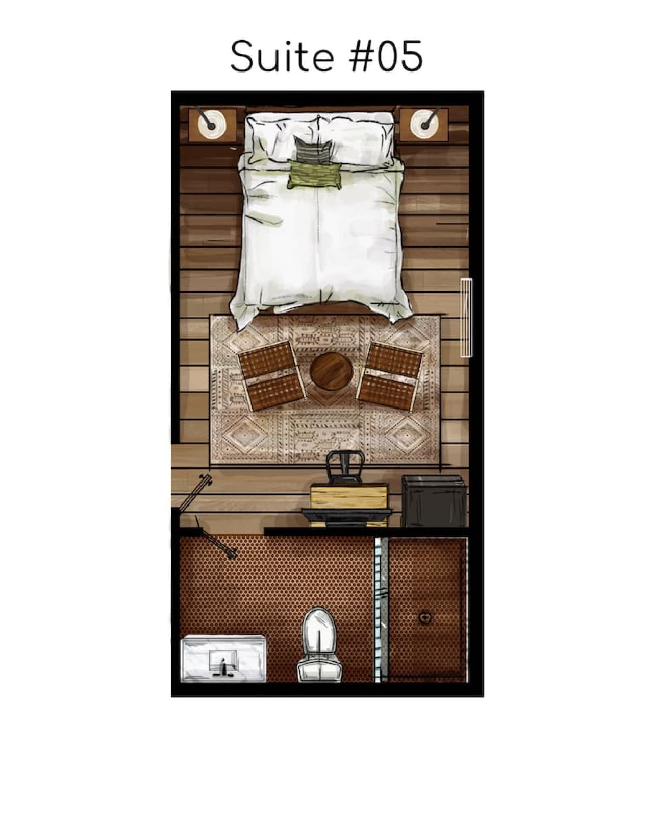 This floorplan gives you a clear view of the suite's layout.