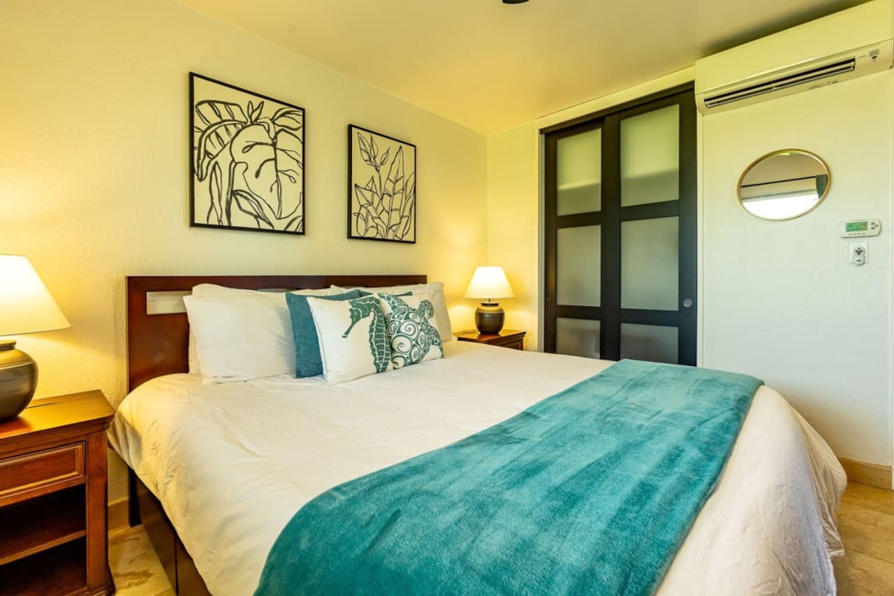 Drift off to the sound of waves in your plush California King bed.