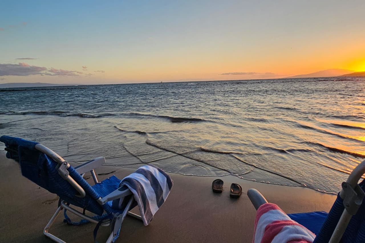 End your day with toes in the sand and a sunset to remember. Beach towels and beach chairs provided.