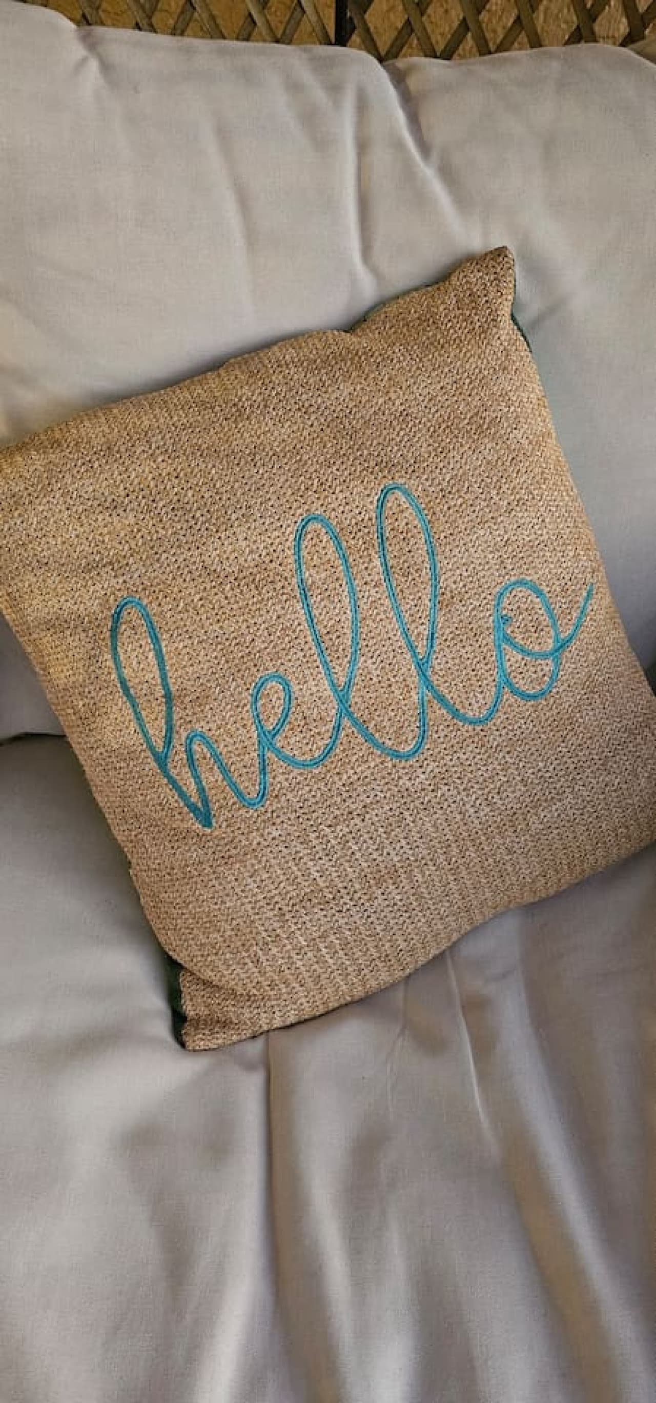 The pillow says "Hello," the view says "Wow!"