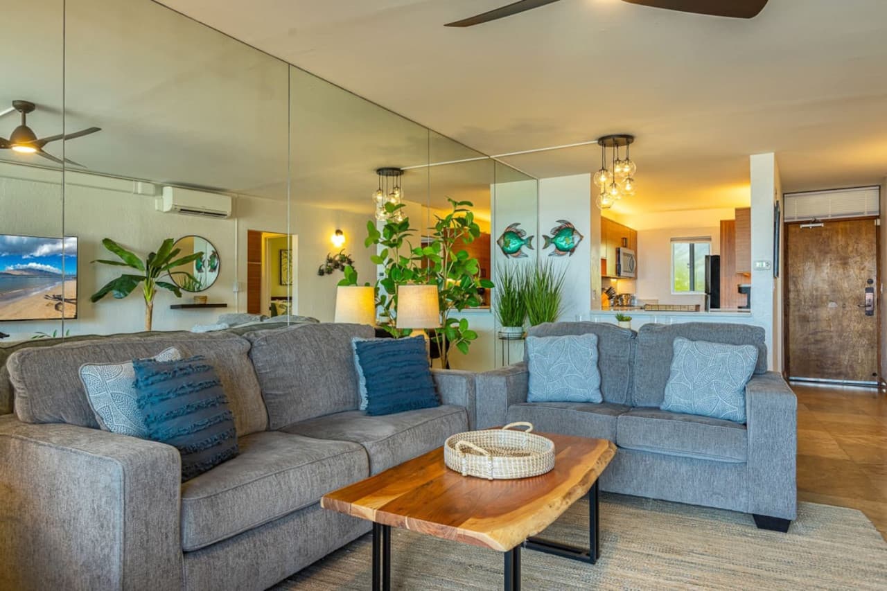 Bright and airy living room—ideal for kicking back after a day at Turtle Beach.