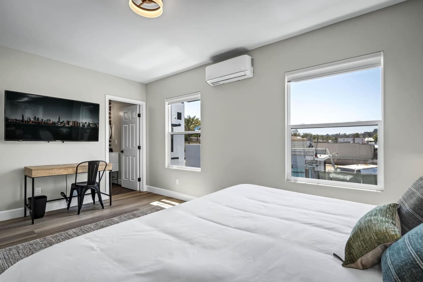 Business or leisure? Why not both? ️ Our one-bedroom studio includes a dedicated workspace for all your work needs!