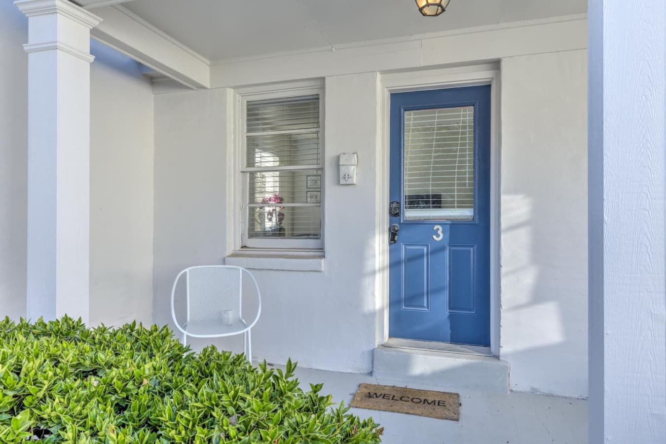 Your sweet little front porch with a chair where you can relax in the morning or the evening.