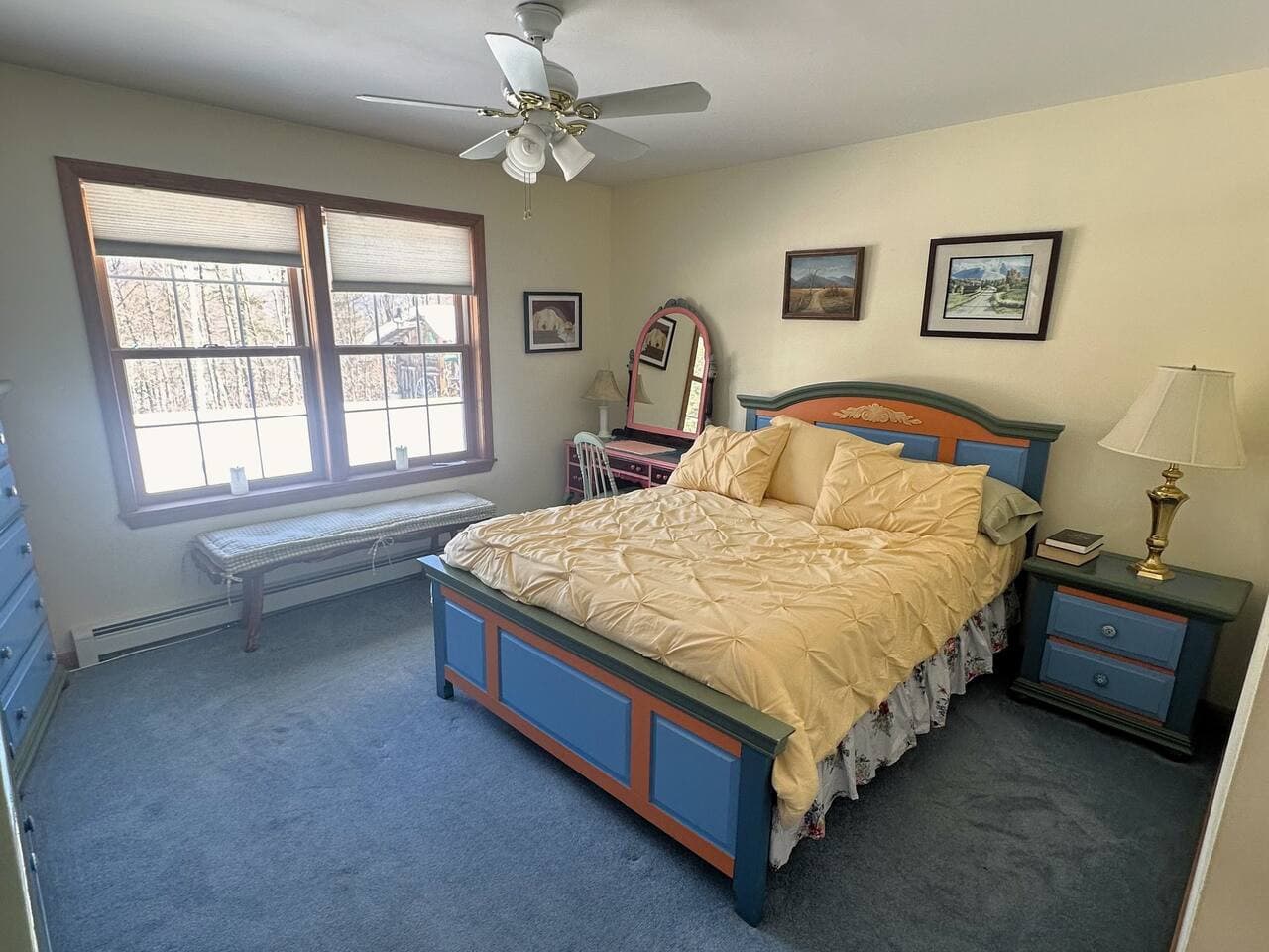 Comfortable queen bed perfect for a restful night’s sleep.