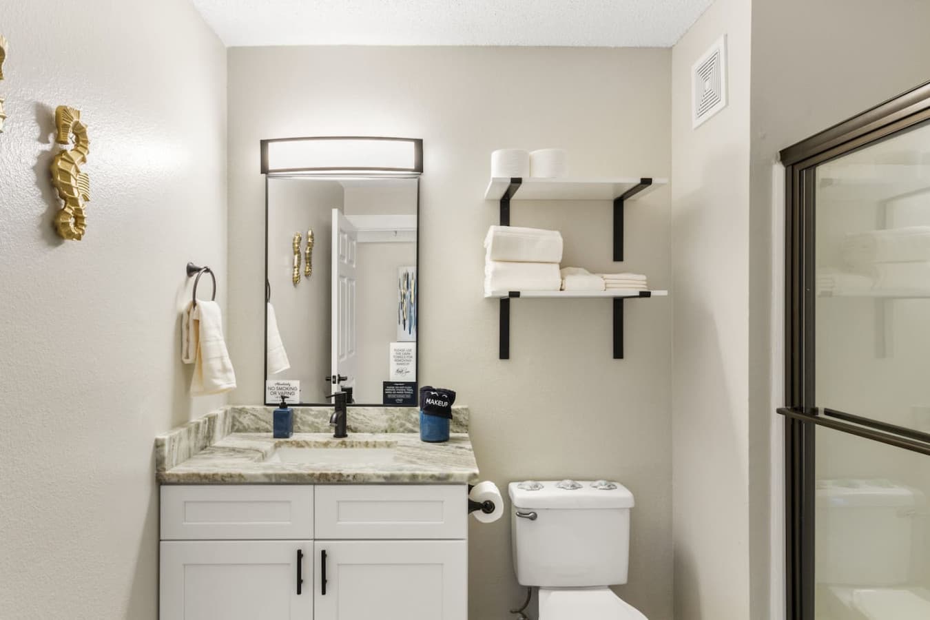 A spacious full bathroom for a rejuvenating experience.