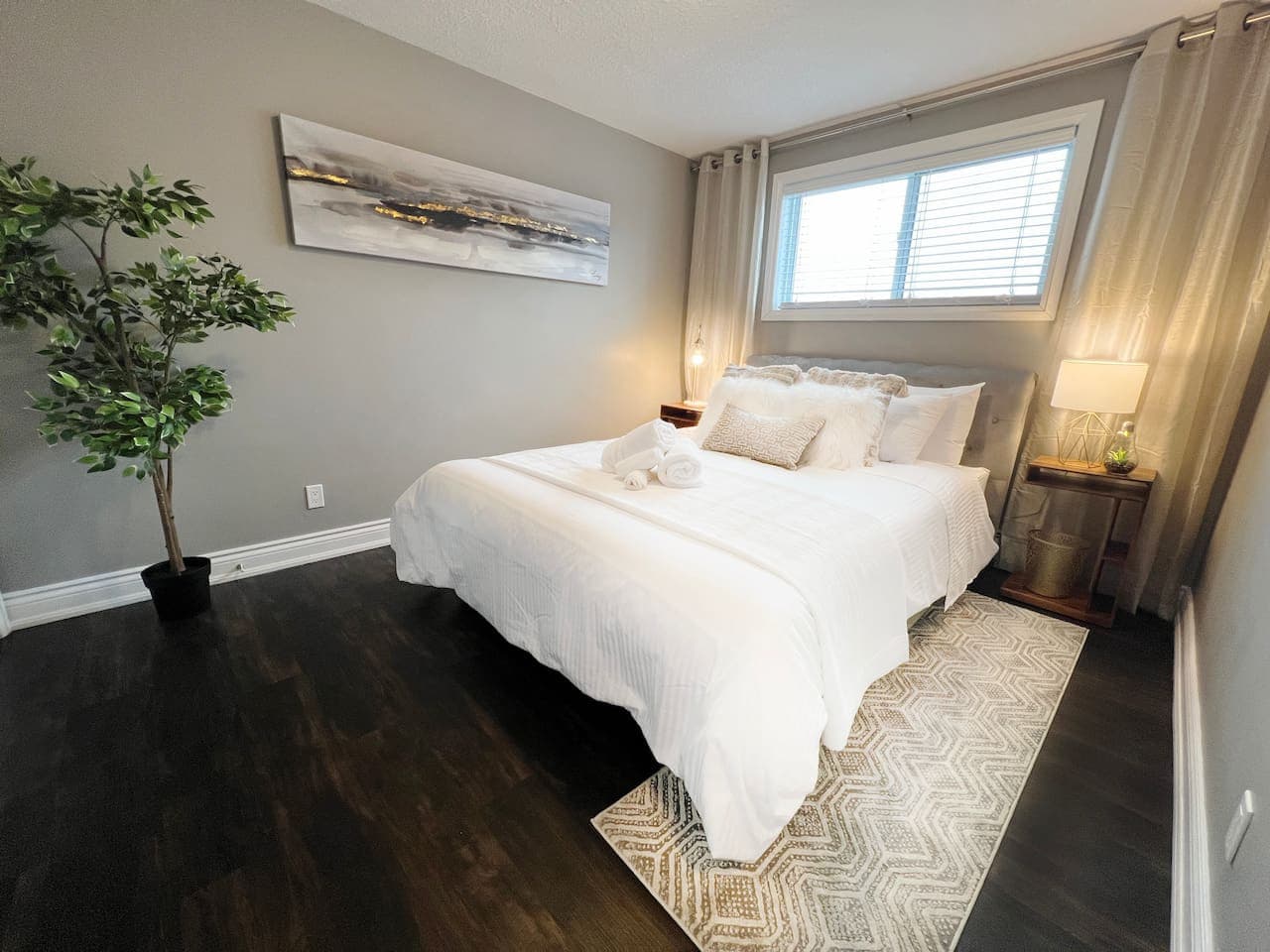 The perfect bedroom for your stay: peaceful, comfortable, and beautifully appointed.