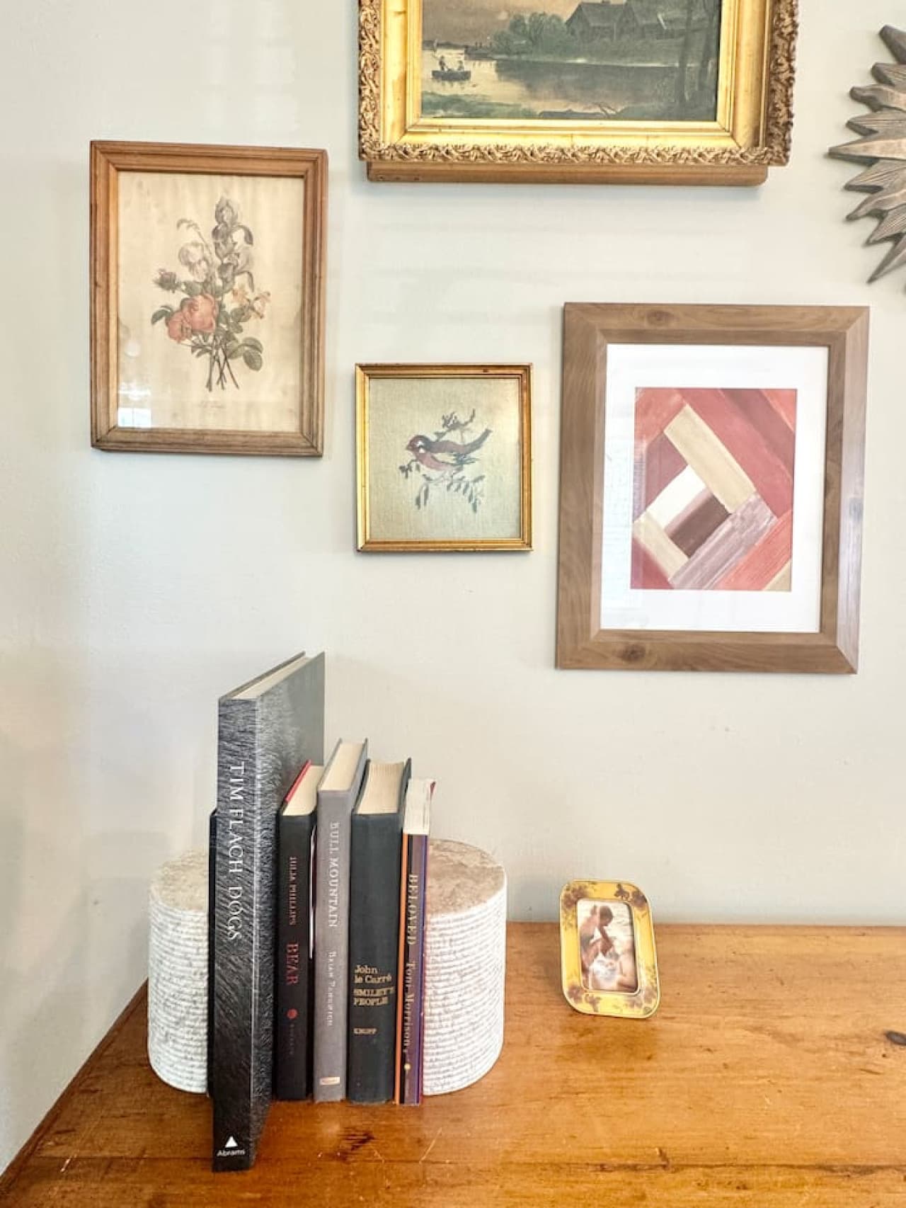 A touch of charm—books and decor that make it feel like home.