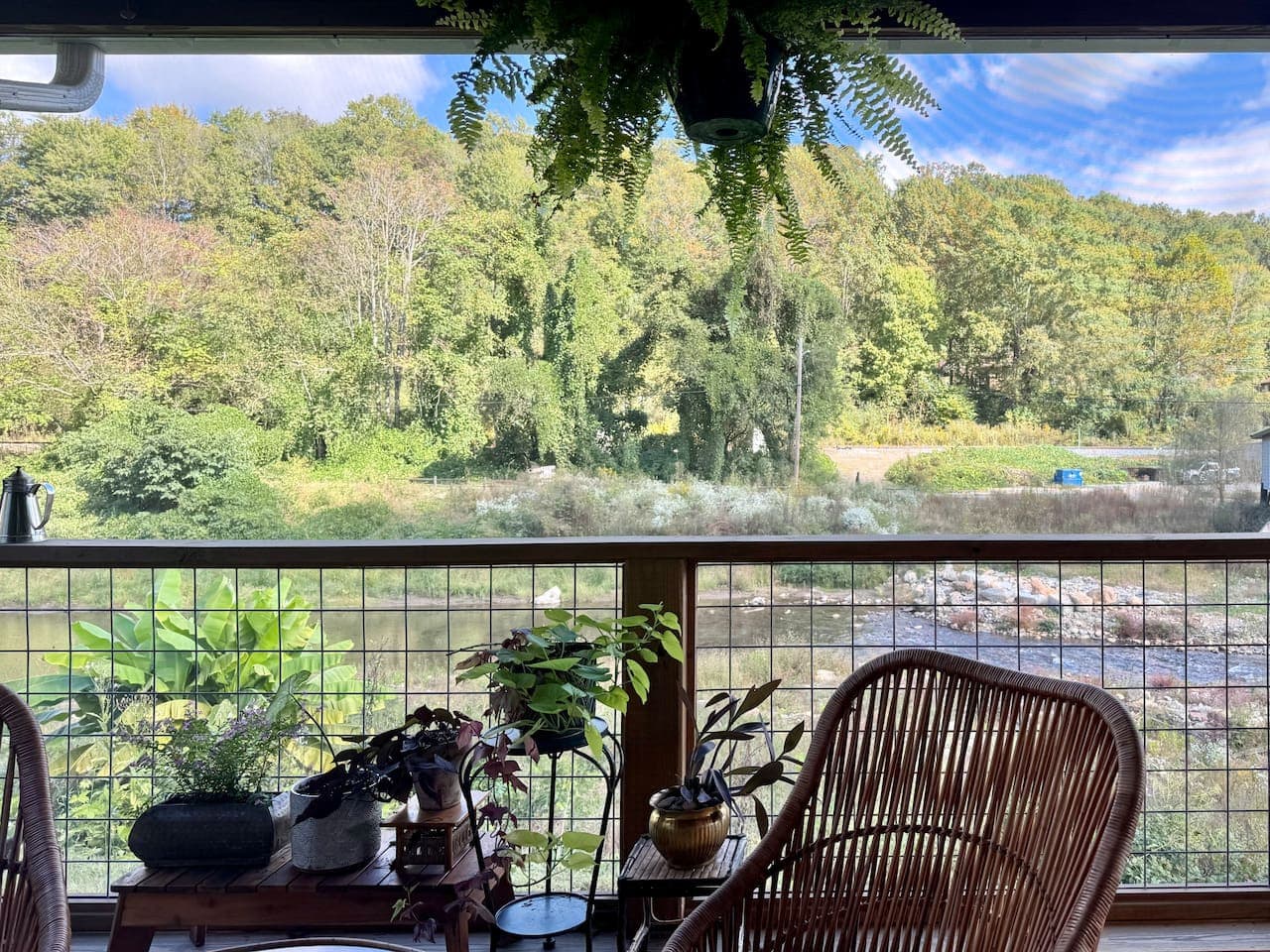 Porch seating with the creek as your backdrop.