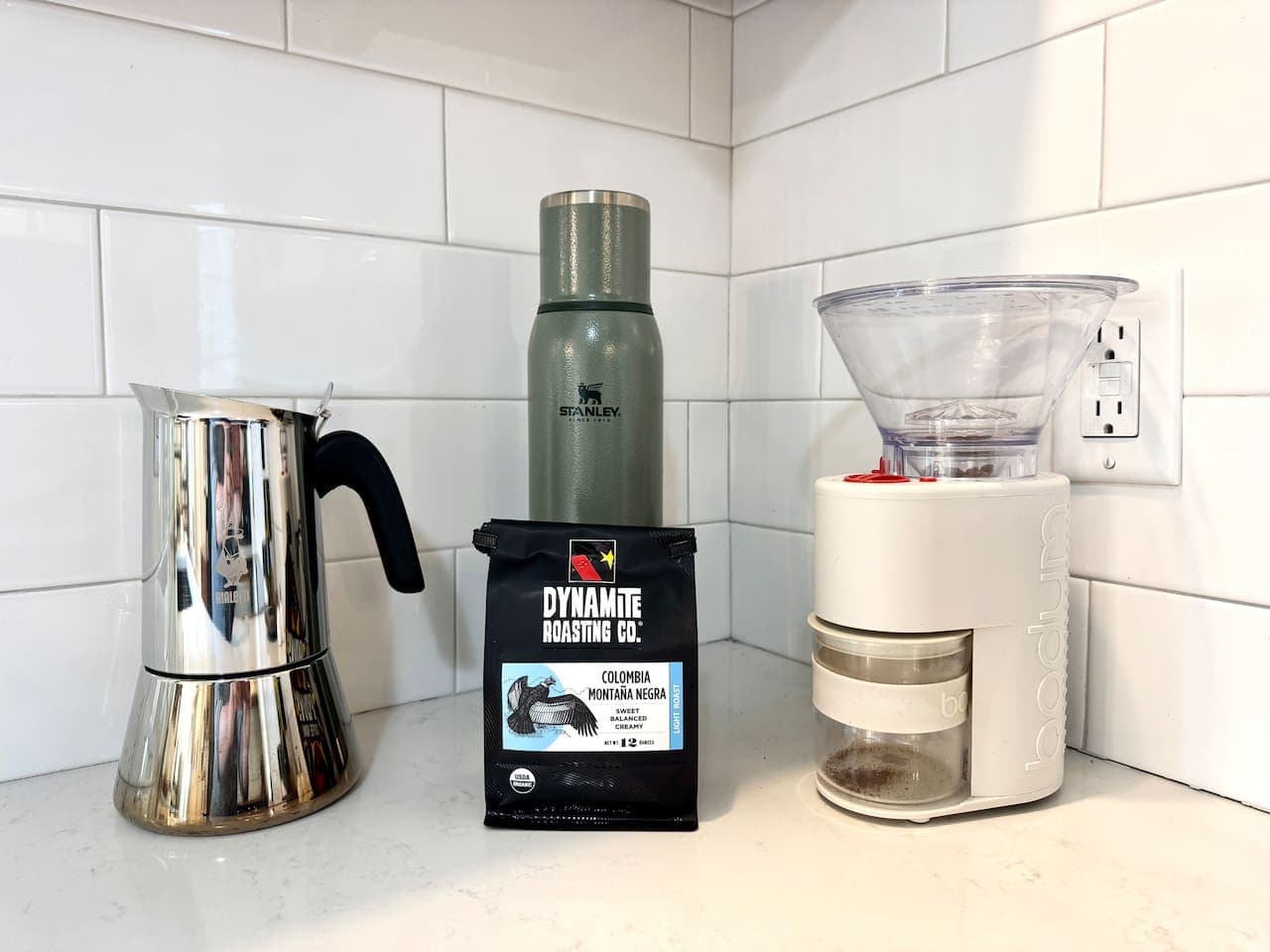 Morning fuel ready—coffee at your fingertips.