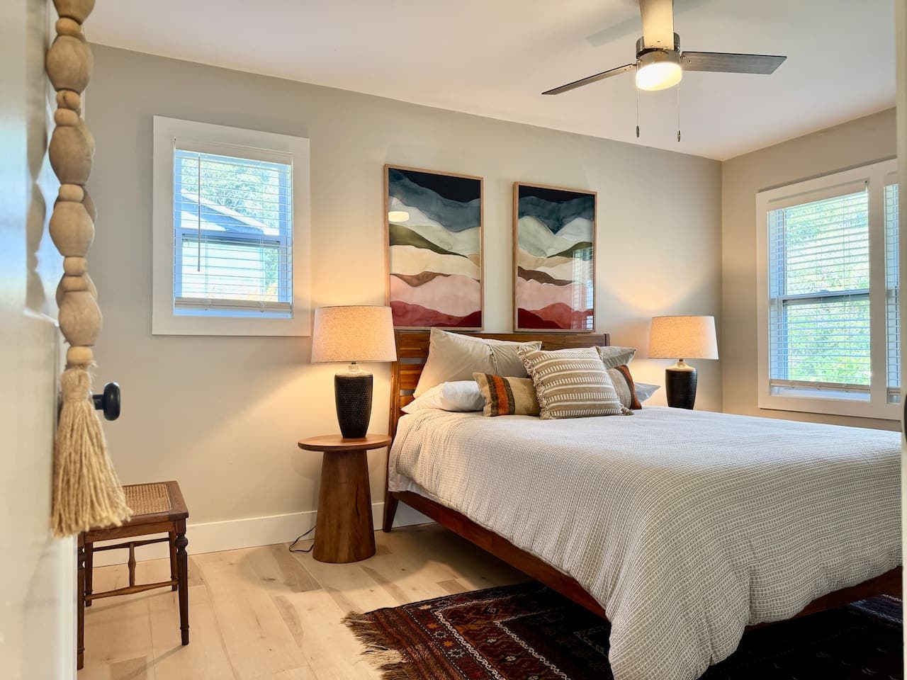 Queen bed perfect for trail-weary travelers.