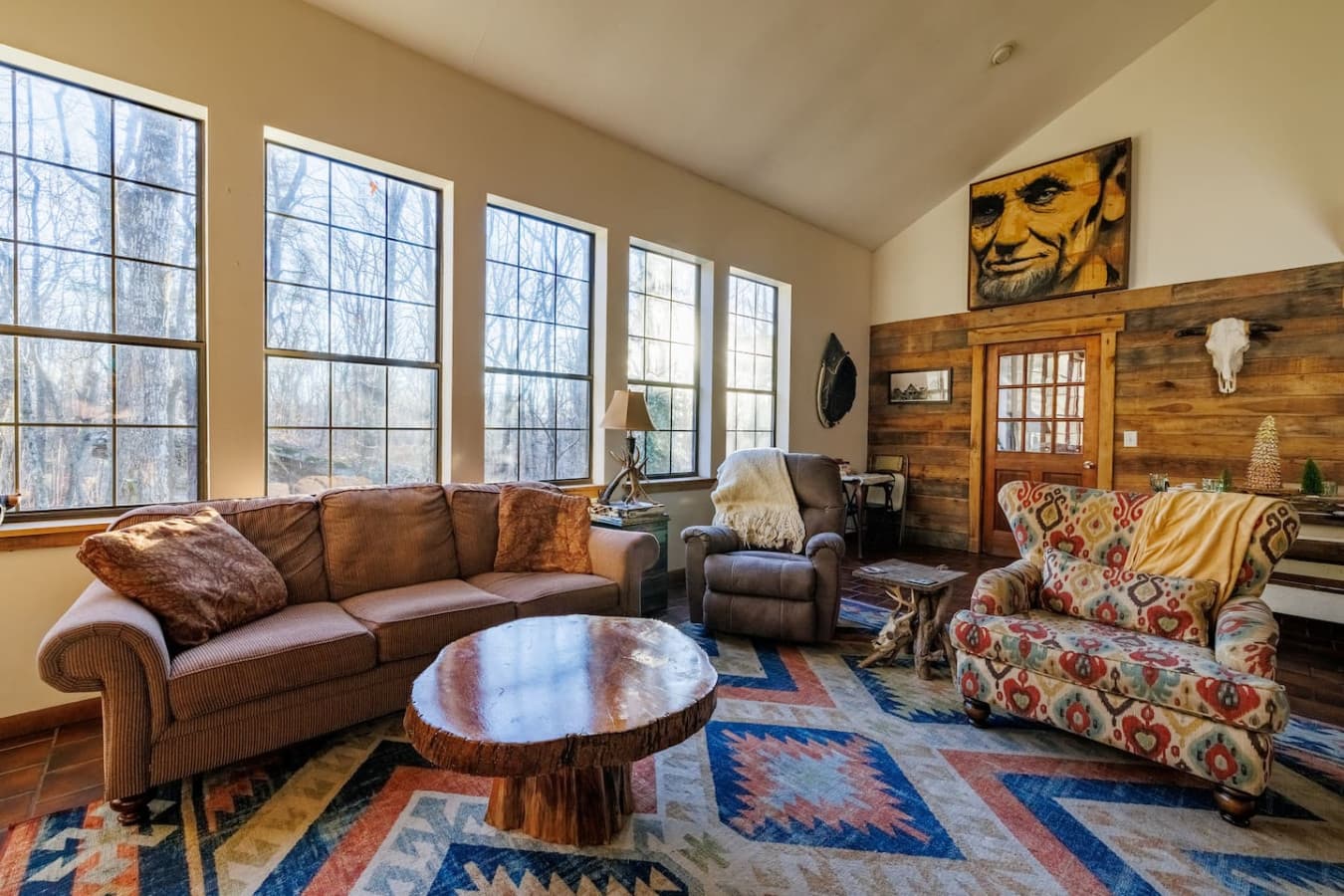 Cozy, western, eclectic living room.