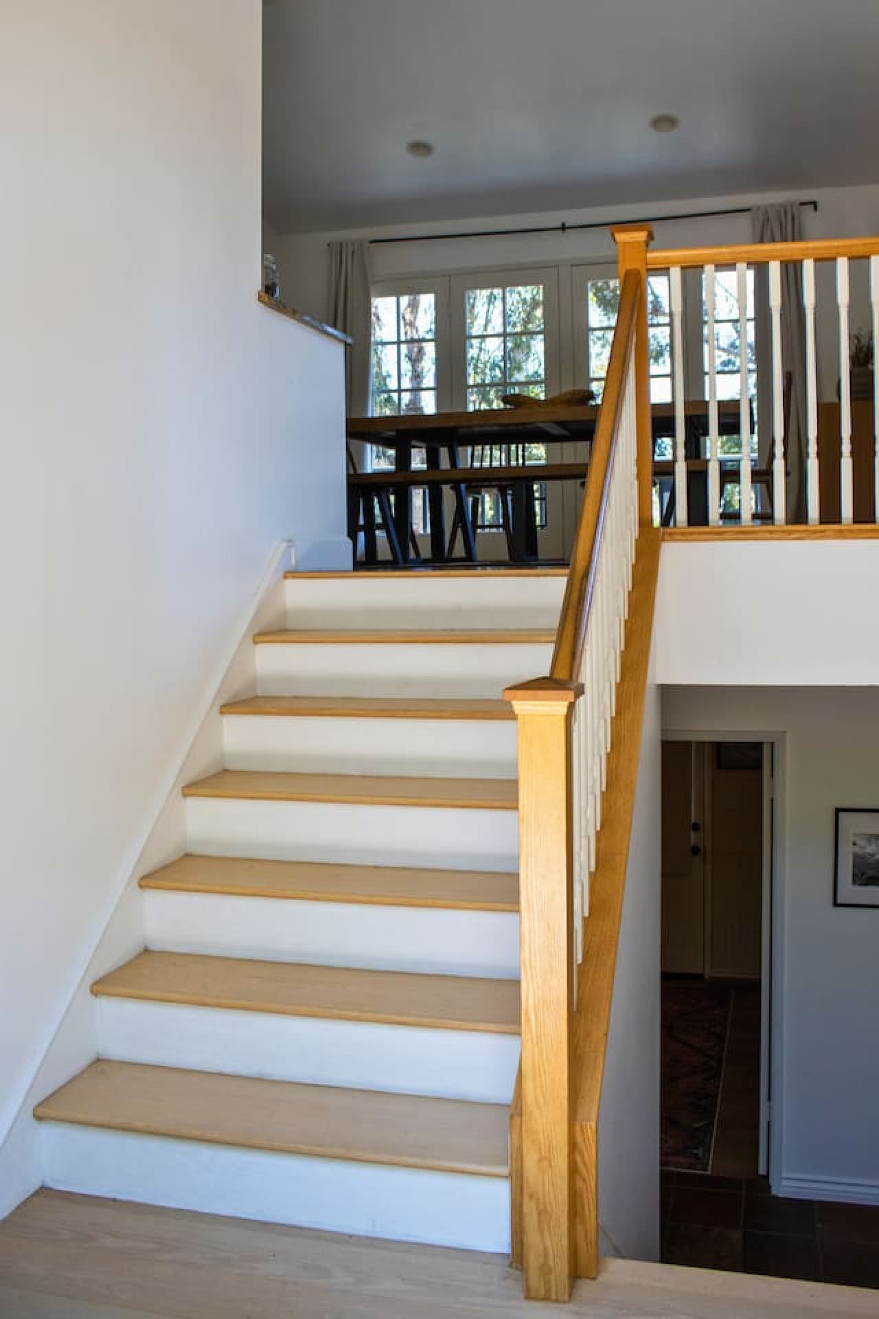 Stairs up to the main floor.