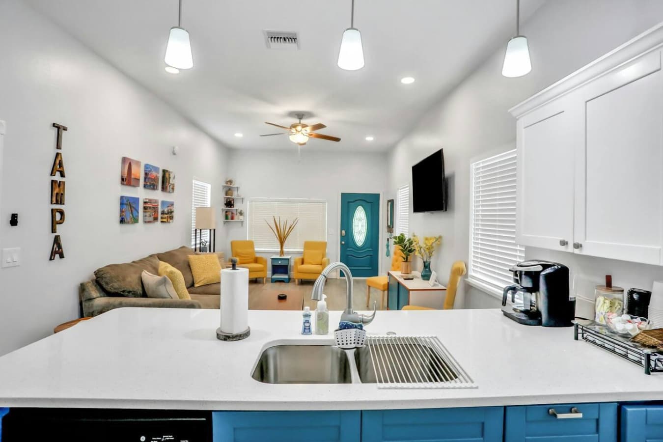 Open-concept vibes mean you can snack, chat, and binge-watch all at once.