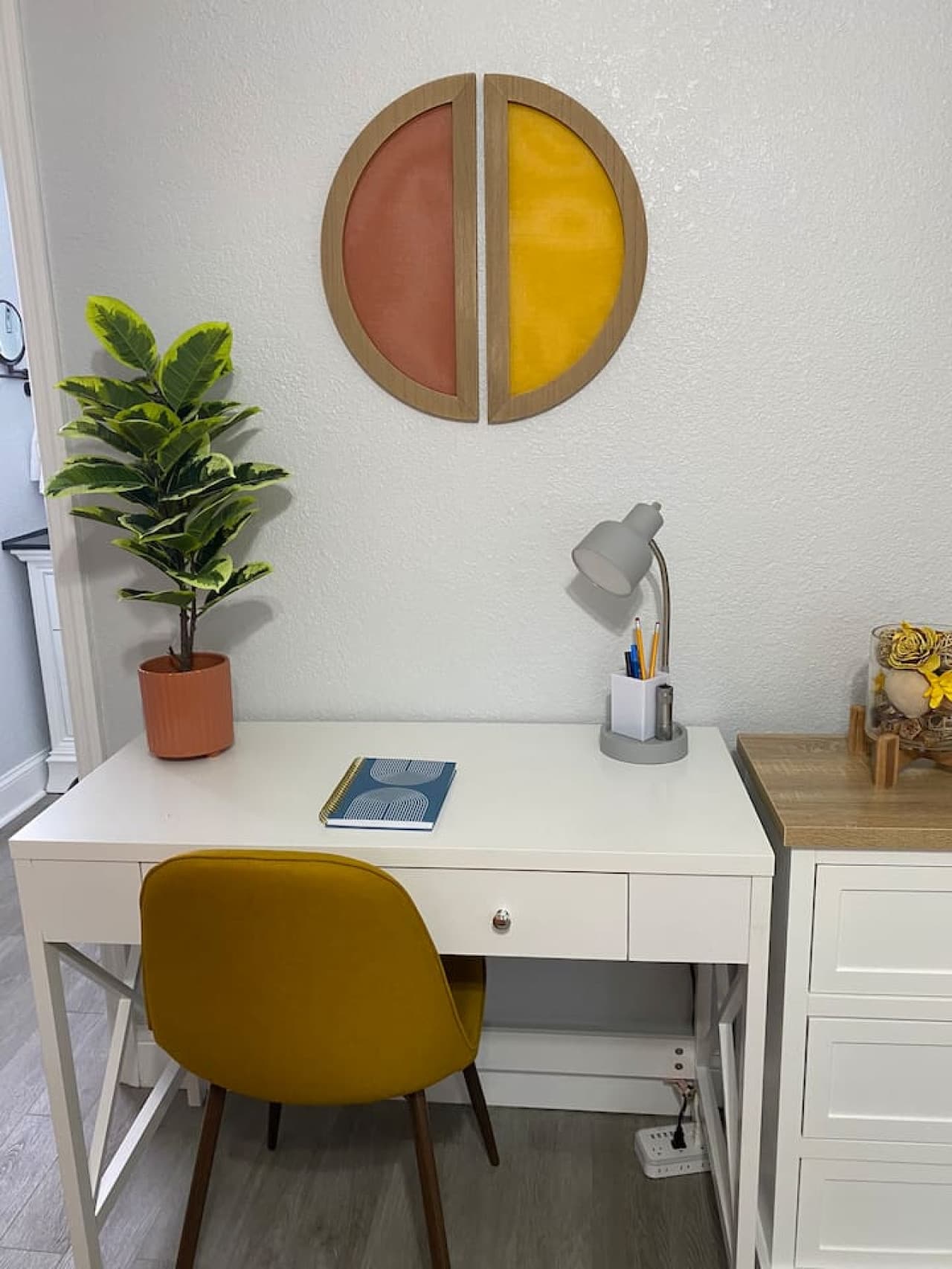 A comfortable desk area with plenty of light, perfect for productivity or planning your next adventure.