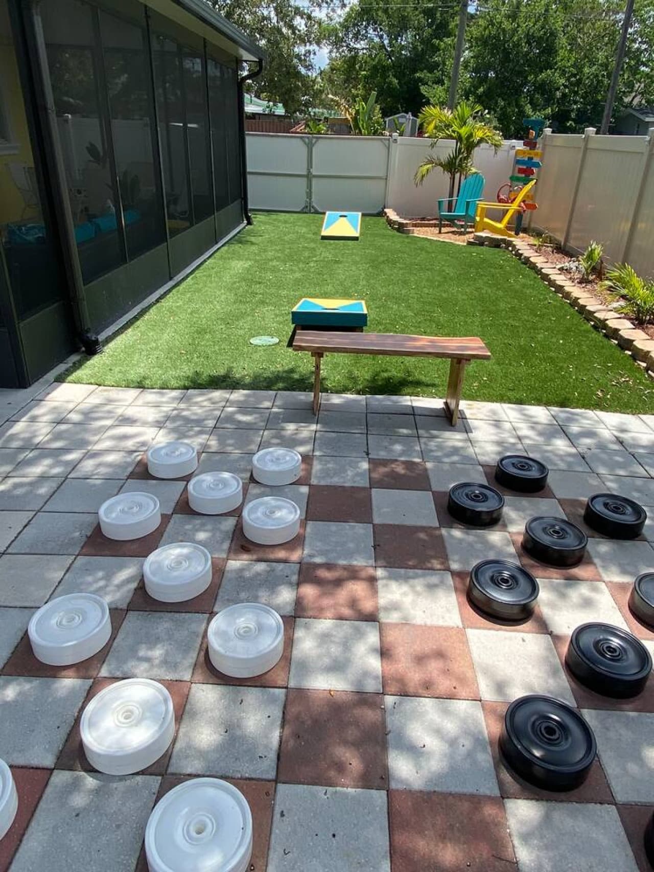 Challenge your crew to a giant game of checkers under the Florida sun.