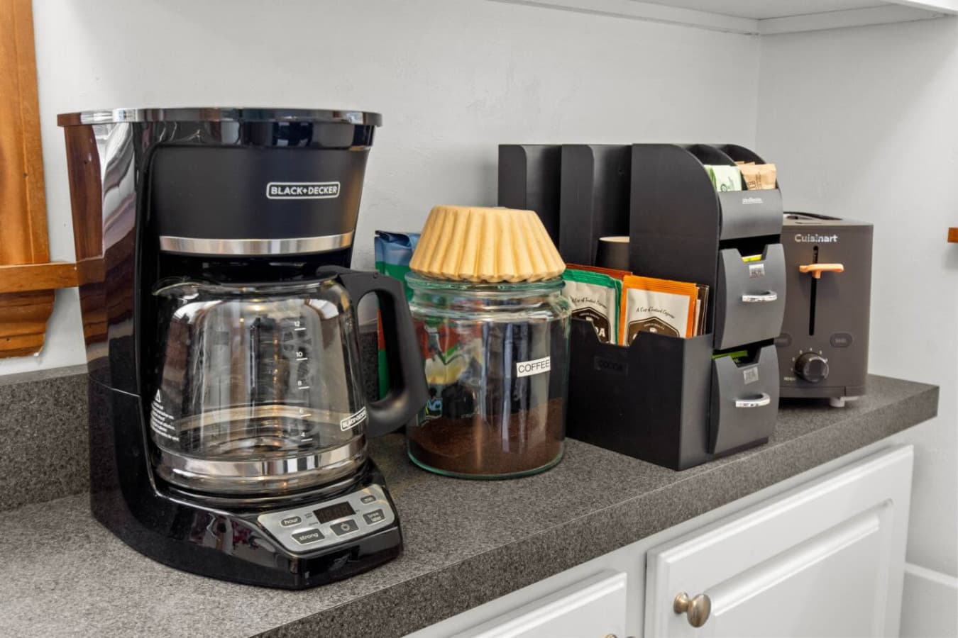 Fuel your stay with this fully stocked coffee & tea corner.