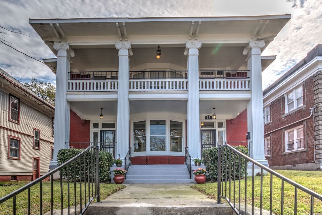 Welcoming view from the street, step through the door on the right and head upstairs to your charming Midtown retreat.