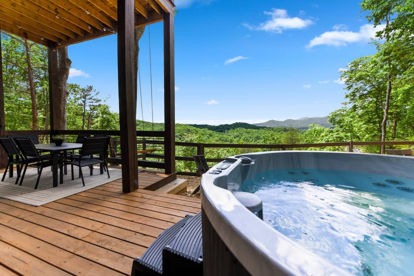 Let the soothing warmth of the hot tub melt away your cares, all while taking in the beauty of the Blue Ridge Mountains.