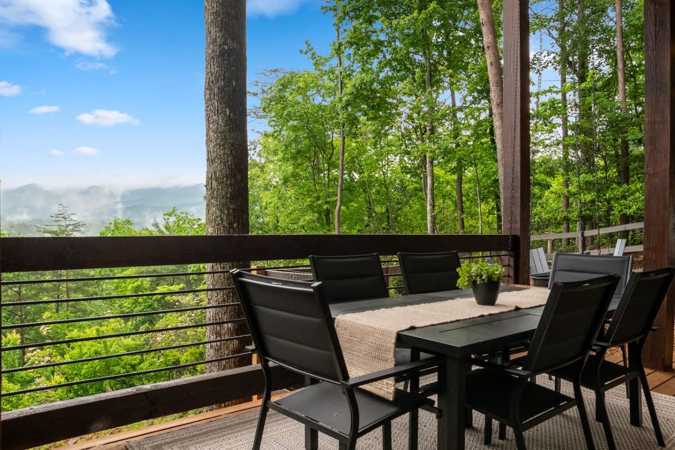 Savor your meals surrounded by mountain beauty—this table comes with a view worth toasting to.