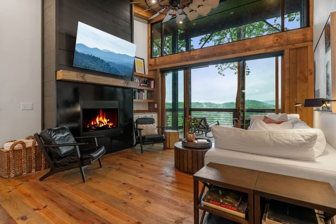 That moment when you can’t decide if you want to sit by the fire or just stare at the mountains.