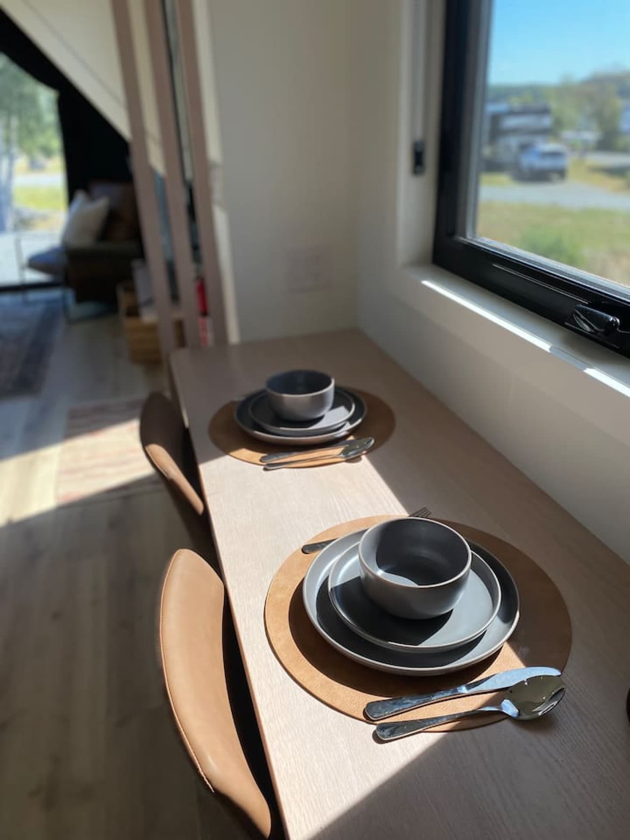 A charming dining nook for two — perfect for morning coffee, a seafood dinner, or a quiet evening in.