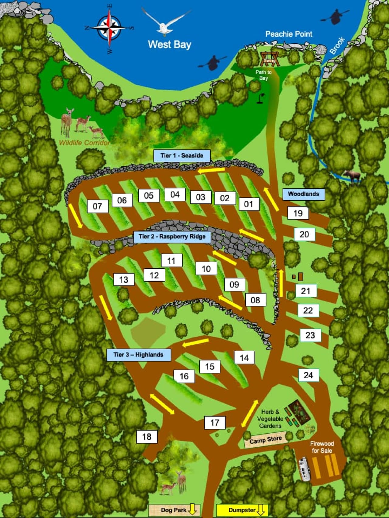 West Bay Acadia RV Campground map, you are on # 14.