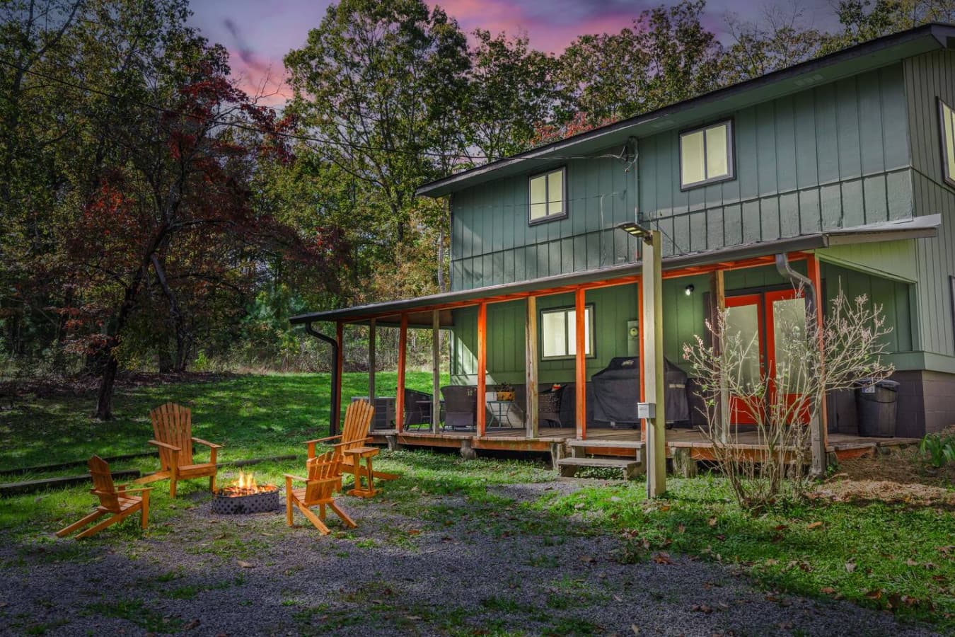 Settle into the glow of firelight and the comfort of Adirondack chairs. Fresh air and good company complete the scene. (Firewood not provided—please bring your own.)