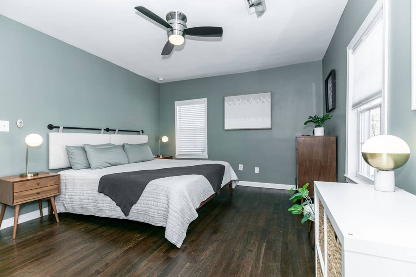 Spacious primary bedroom with a king bed.