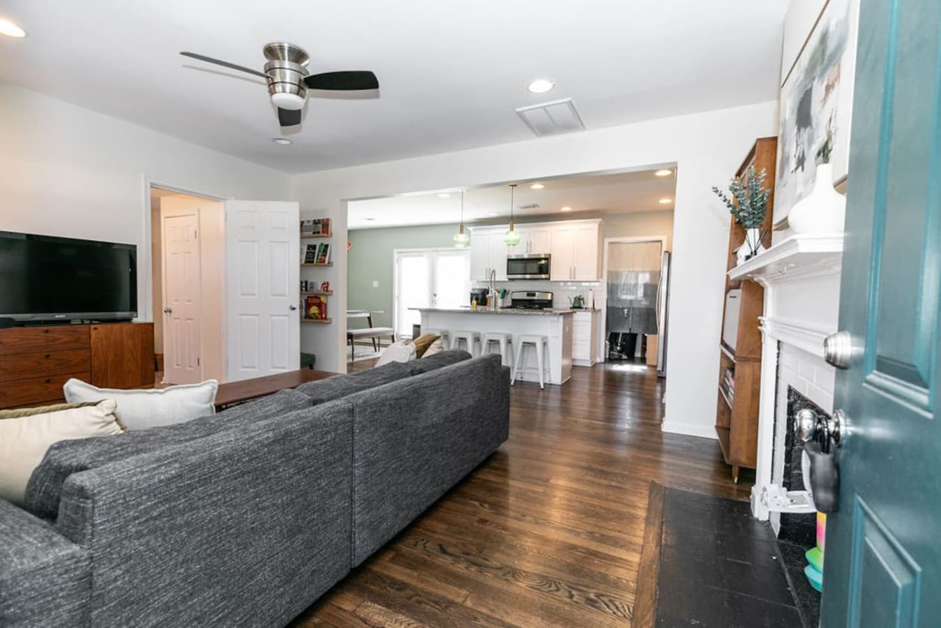 Open layout with living and kitchen areas in view.