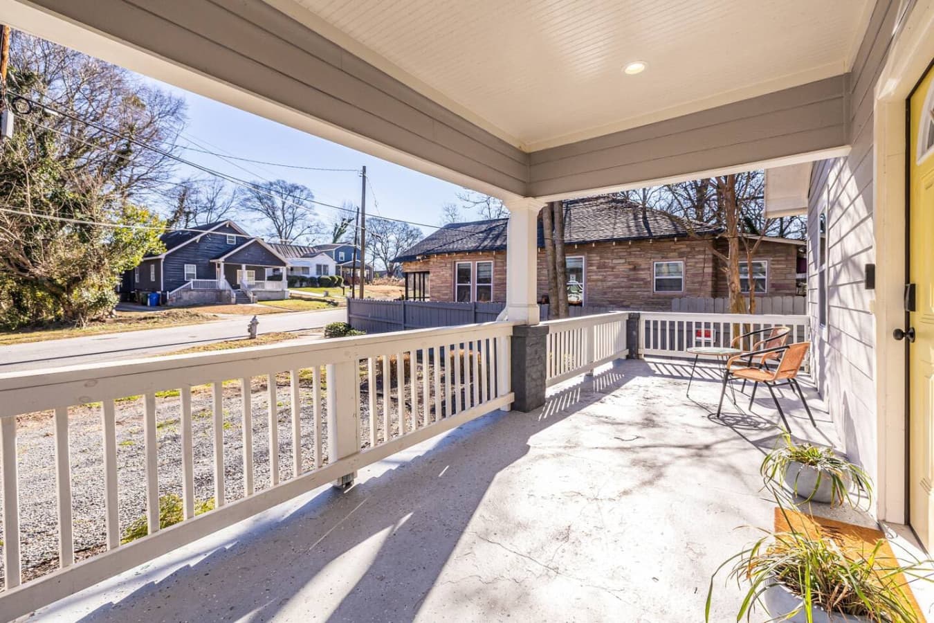 A classic front porch with space to sit, relax, and take in the surroundings.
