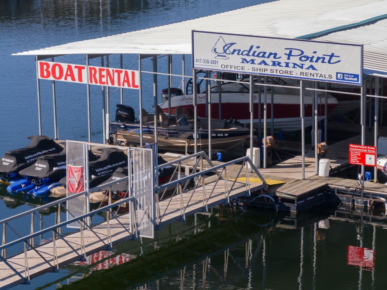 Glide across Table Rock Lake and soak up the beauty of the Ozarks by renting a boat or a jetski at the nearby Indian Point Marina