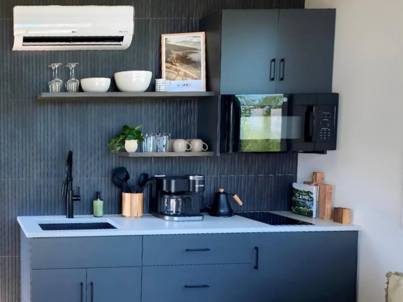 Modern and fully stocked with essentials — from a coffee maker to cookware — making it easy to prepare meals between coastal adventures.