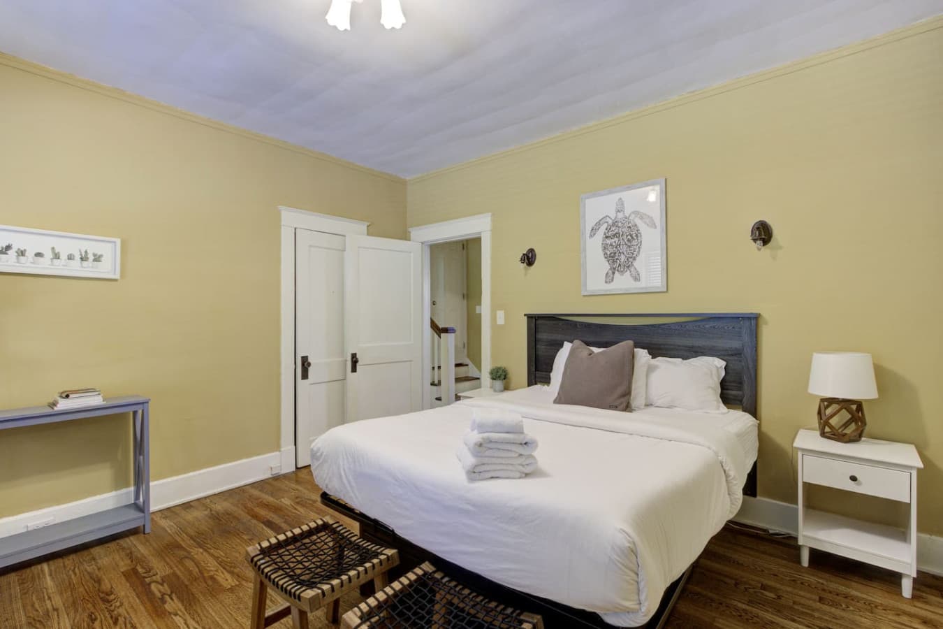 Bright and cozy bedroom with plenty of natural light — perfect for relaxing after a day of exploring Memphis!