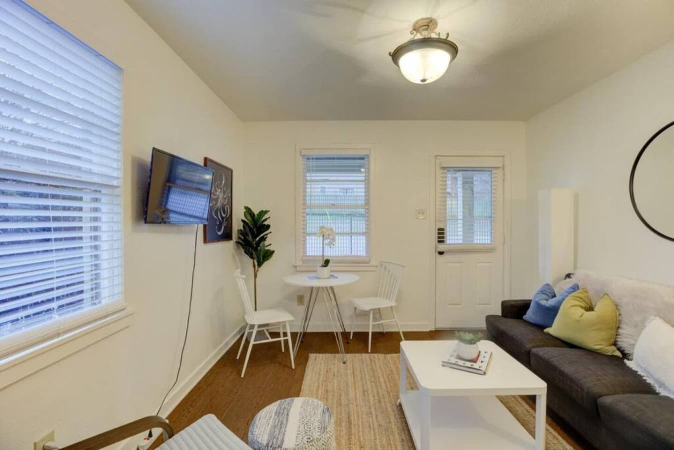 Comfy sofa, smart TV, and plenty of room to enjoy your stay.