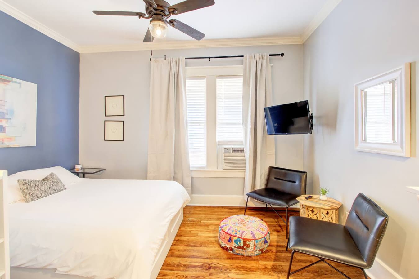 The bed has two large size drawers underneath to store all your clothes (in addition to the closet)