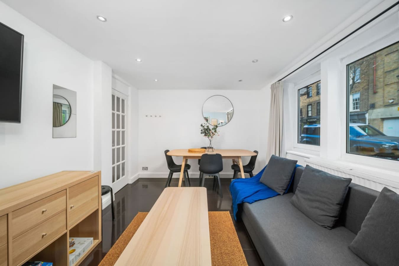 Flooded with natural light, this living room feels bright and inviting all day long.