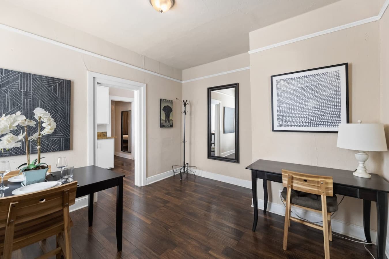 A dedicated workspace for you right in the dining area so you can get some work done!