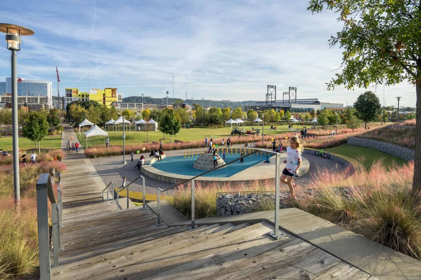 The Railroad Park is a 18 min drive vibrant green space downtown with walking paths, events, and skyline views.