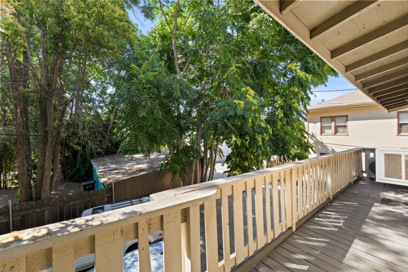 Rear deck area overlooking your designated parking spot.