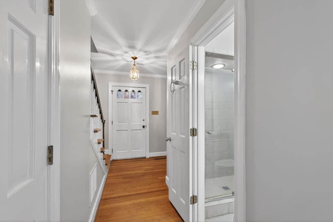 Bathroom located downstairs perfect for rush mornings.