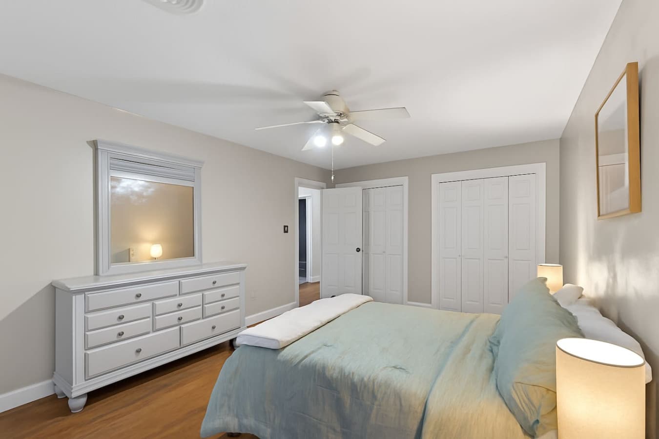 Soft lighting, roomy closet, and a restful escape after a day around Franklin.