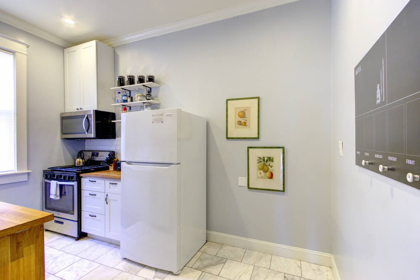 All modern appliances and full size fridge.