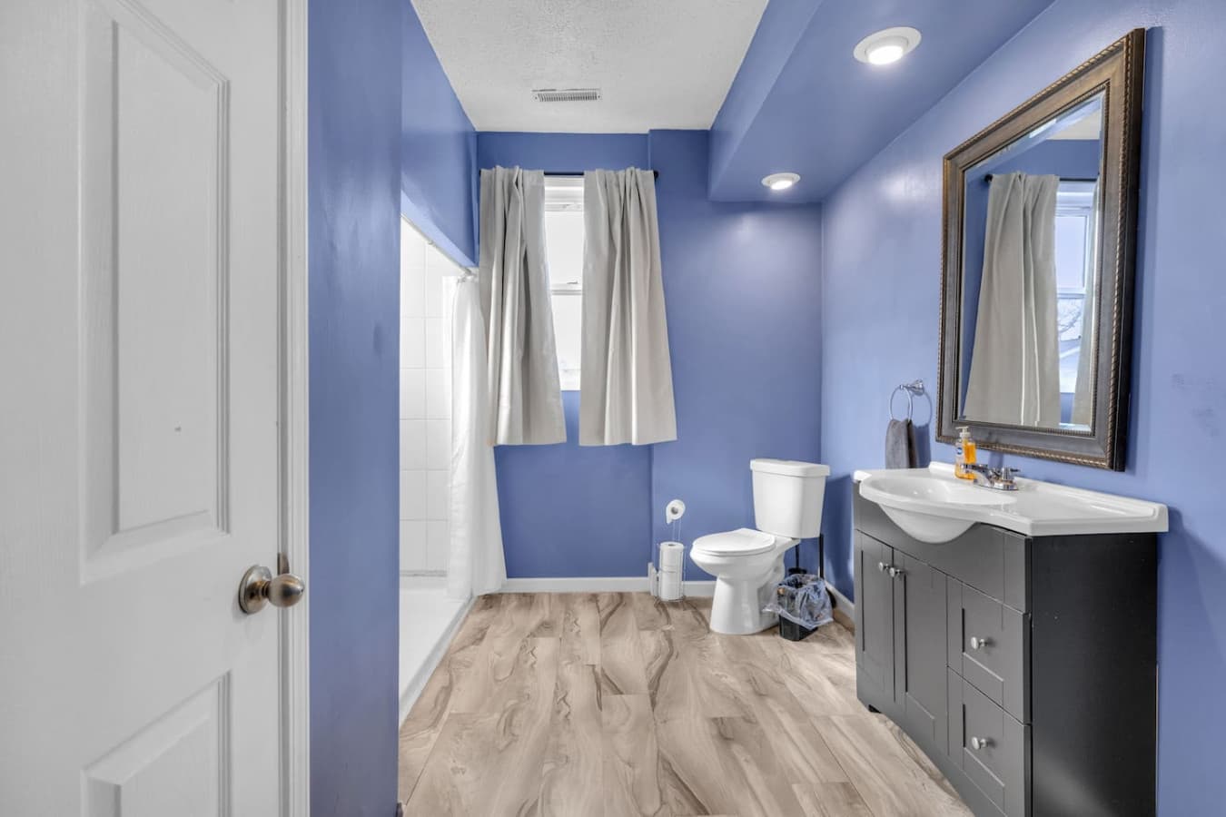 Morning routines made easy with a full bathroom and shower.