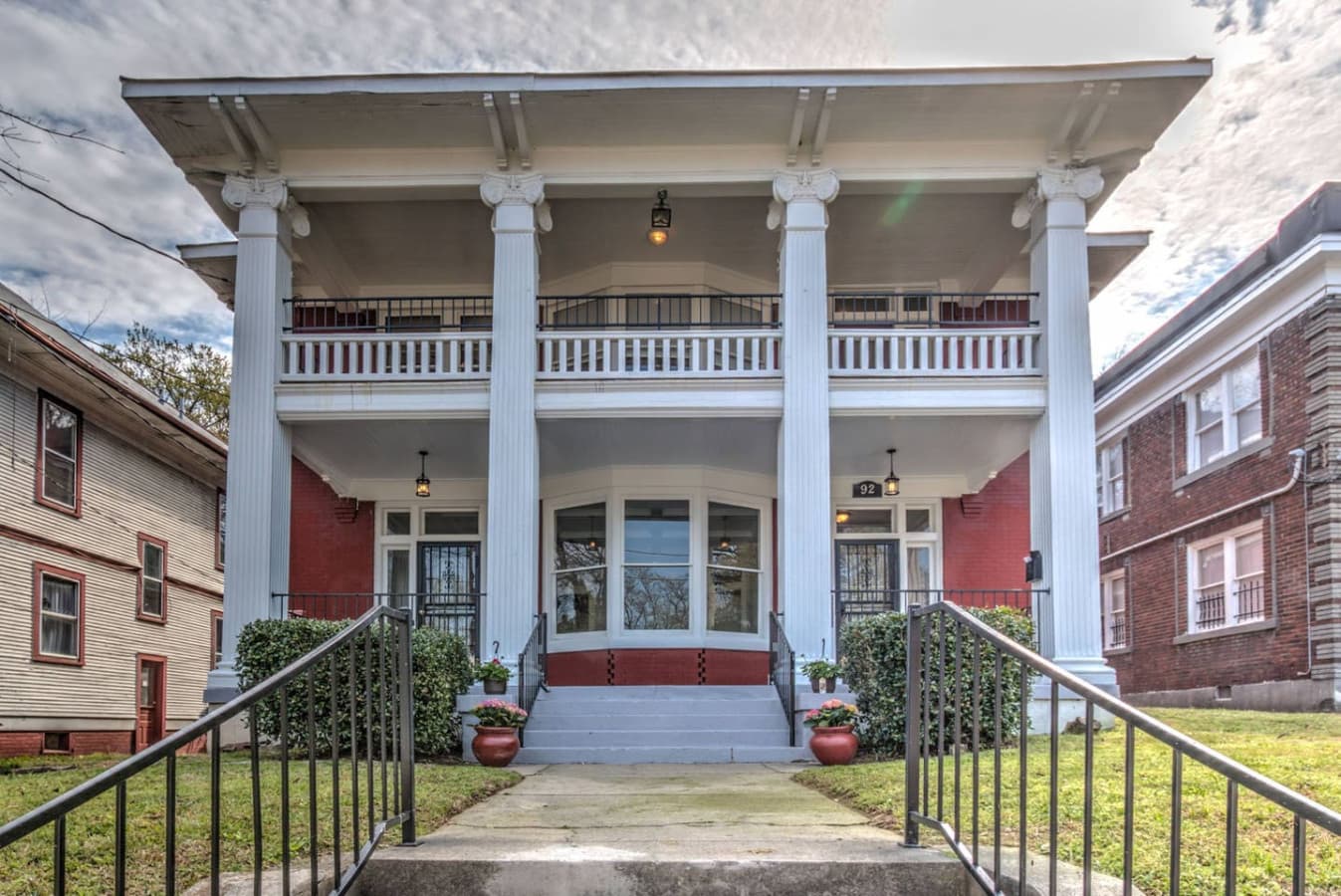 Welcoming view from the street, step through the door on the right and head upstairs to your charming Midtown retreat.