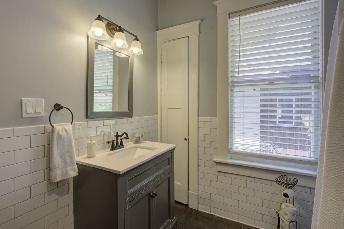 Spacious bathroom with all the essentials for a comfortable stay.