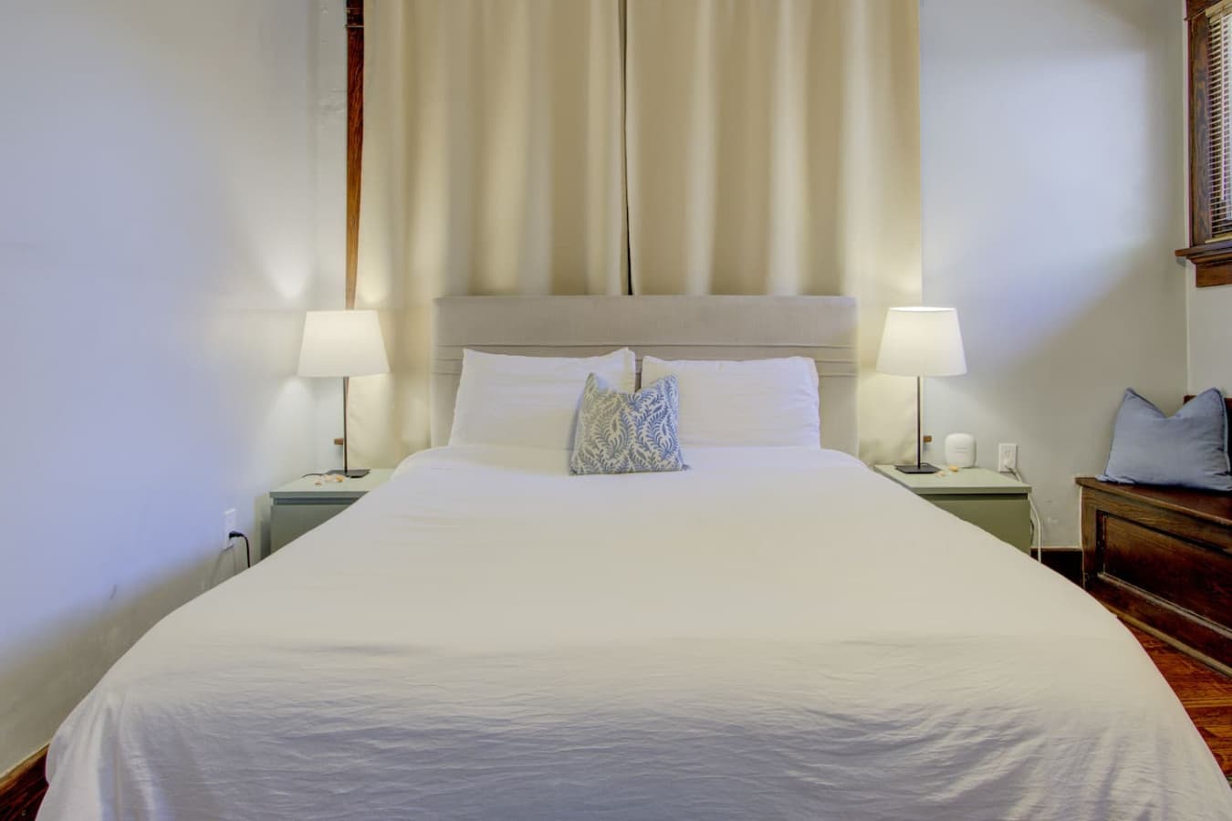 Cozy, brand-new queen bed with fresh linens.