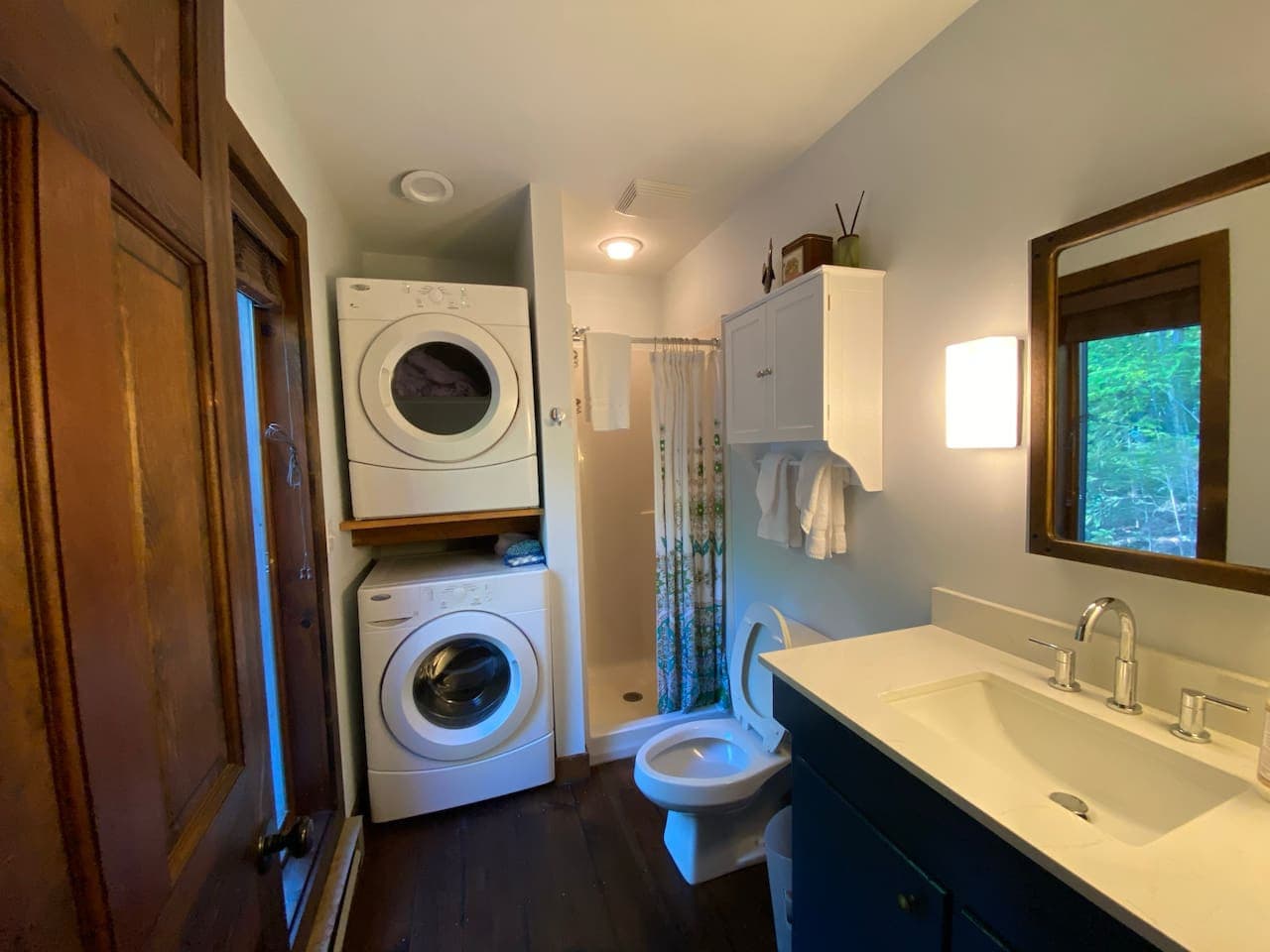 After a day of adventure, clean off in the shower and tackle your laundry, all in one handy spot.