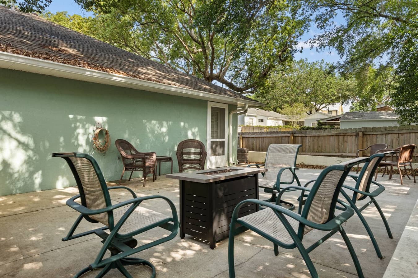 Plenty of chairs on the patio—perfect for the whole family to relax together.